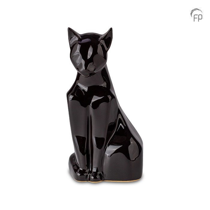 KU 163 Ceramic pet urn Cat glossy