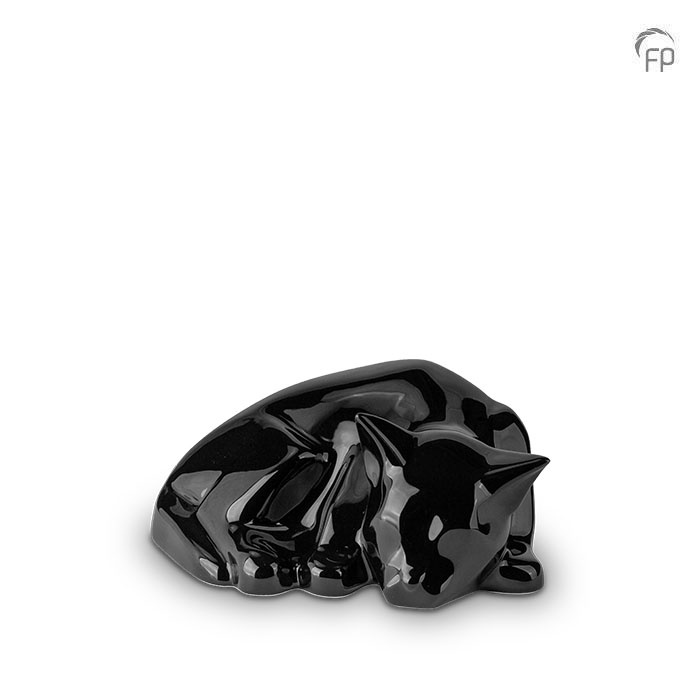 KU 167 Ceramic pet urn Cat glossy